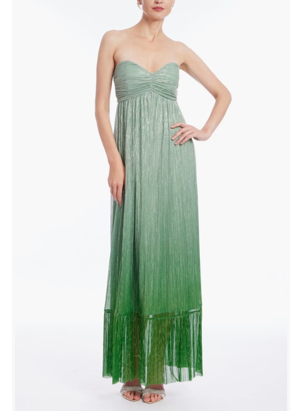 Badgley Mischka Ombré Green Metallic Dress